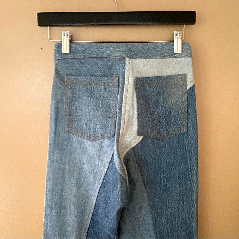 EB Denim Lace up jeans blue patchwork straight leg flares Revolve Sz 2 / S $385 - Picture 12 of 15